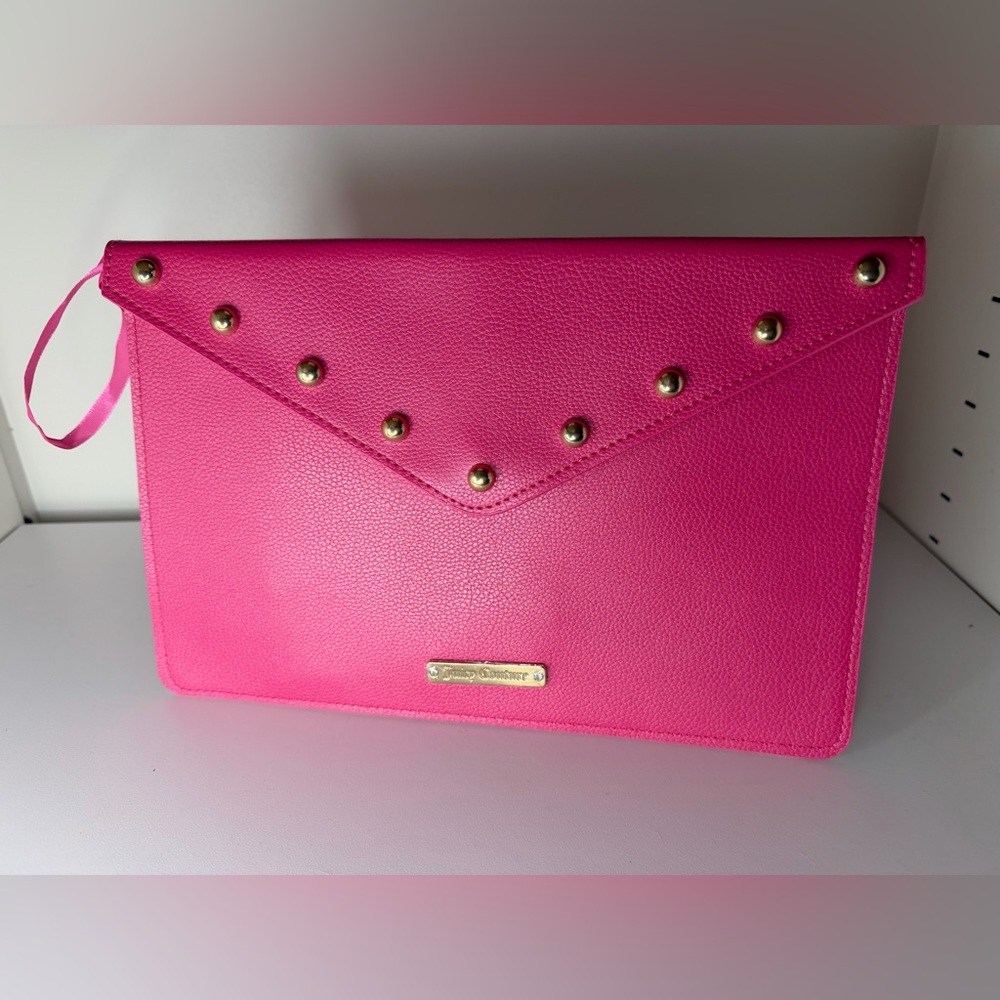 Juicy Coutour Envelope Clutch hot pink with gold studs